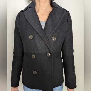 Classic Black Double-Breasted Peacoat